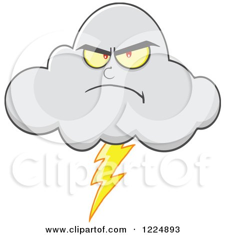 Clipart of a Mad Lightning Storm Cloud Mascot - Royalty Free Vector Illustration by Hit Toon
