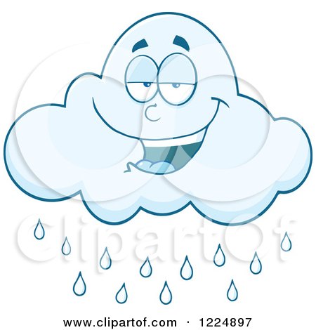 Clipart of a Smiling Rain Cloud Mascot - Royalty Free Vector Illustration by Hit Toon