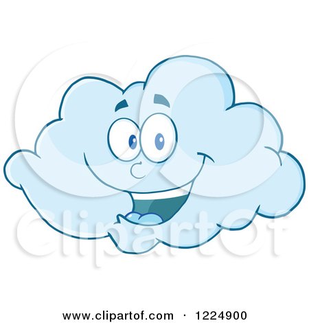 Clipart of a Happy Blue Cloud Mascot - Royalty Free Vector Illustration by Hit Toon