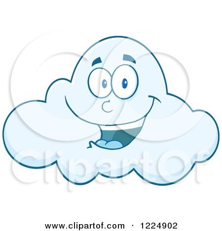 Clipart of a Happy Smiling Blue Cloud Mascot - Royalty Free Vector Illustration by Hit Toon