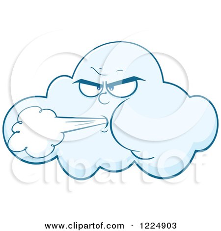 Clipart of a Wind Storm Cloud Blowing - Royalty Free Vector Illustration by Hit Toon