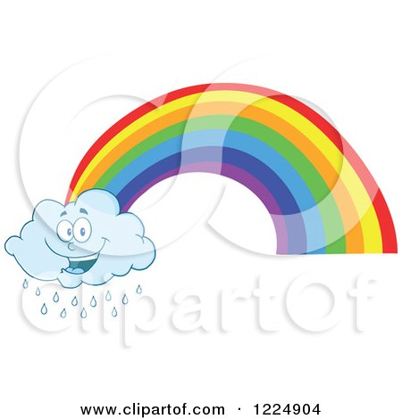 Clipart of a Happy Rain Cloud Mascot and Rainbow - Royalty Free Vector Illustration by Hit Toon