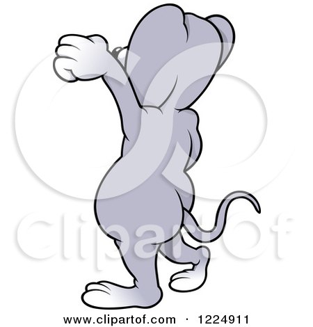 Clipart of a Rear View of a Mouse Waving - Royalty Free Vector Illustration by dero