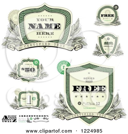 Clipart of Vintage Money Badges and Design Elements 2 - Royalty Free Vector Illustration by BestVector