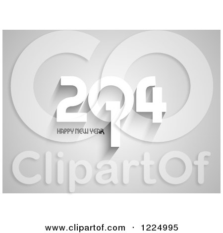 Clipart of a 3d Grayscale Happy New Year 2014 Greeting - Royalty Free Vector Illustration by KJ Pargeter