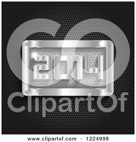 Clipart of a 3d Metal New Year 2014 Plaque - Royalty Free Vector Illustration by KJ Pargeter