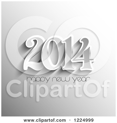 Clipart of a Grayscale Happy New Year 2014 Greeting - Royalty Free Vector Illustration by KJ Pargeter