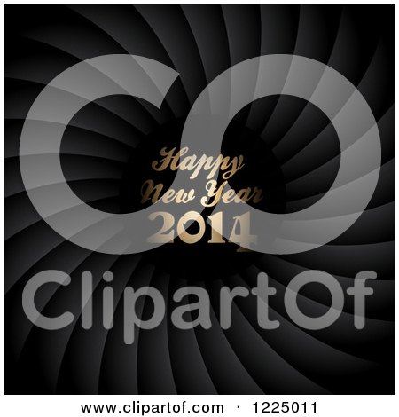 Clipart of a Golden Happy New Year 2014 Greeting over Spiraling Black - Royalty Free Vector Illustration by KJ Pargeter