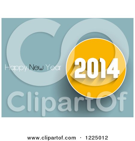 Clipart of a Simple Happy New Year 2014 Greeting over Blue - Royalty Free Vector Illustration by KJ Pargeter