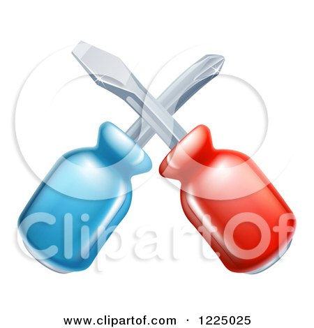 Clipart of Crossed Screwdrivers - Royalty Free Vector Illustration by AtStockIllustration
