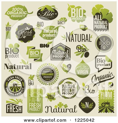 Clipart of Bio Organic and Natural Labels - Royalty Free Vector Illustration by elena