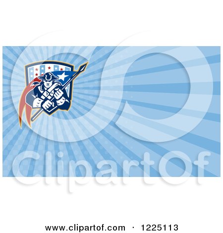 Clipart of a Retro American Patriot Soldier with a Flag Background or Business Card Design - Royalty Free Illustration by patrimonio