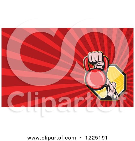 Clipart of a Man Using a Kettlebell Background or Business Card Design - Royalty Free Illustration by patrimonio