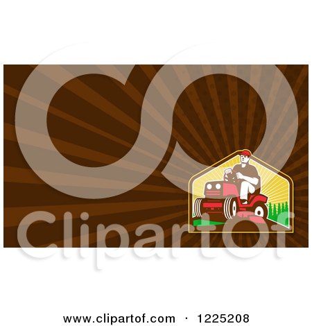 Clipart of a Retro Man on a Rid on Lawn Mower Background or Business Card Design - Royalty Free Illustration by patrimonio