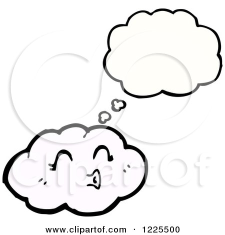 Clipart of a Thinking Puckered Cloud - Royalty Free Vector Illustration by lineartestpilot