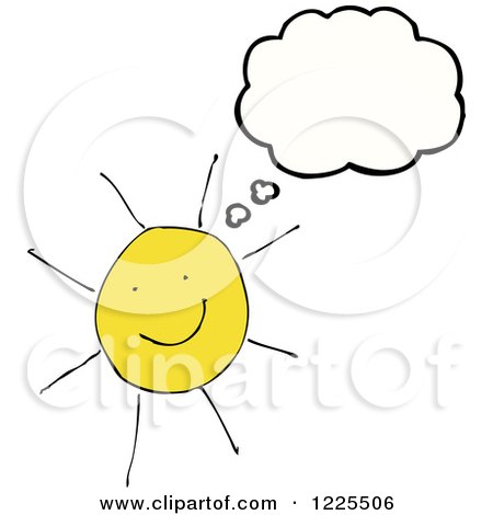 Clipart of a Thinking Happy Sun - Royalty Free Vector Illustration by lineartestpilot