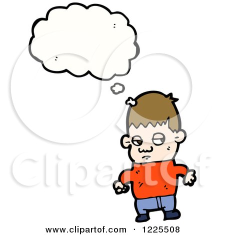 Clipart of a Thinking Boy - Royalty Free Vector Illustration by lineartestpilot