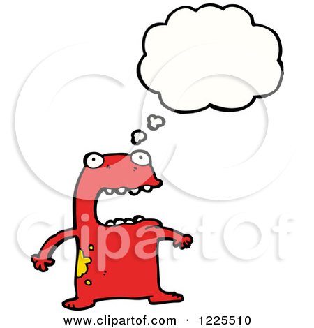 Clipart of a Thinking Scared Red Frog - Royalty Free Vector Illustration by lineartestpilot