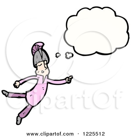 Clipart of a Thinking Man in Pink and a Trojan Hat - Royalty Free Vector Illustration by lineartestpilot