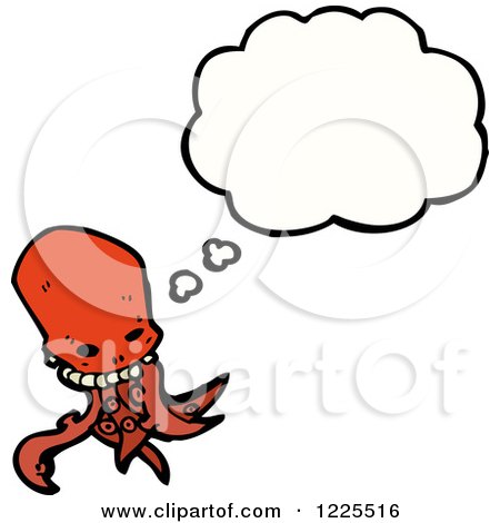 Clipart of a Thinking Skull Octopus - Royalty Free Vector Illustration by lineartestpilot