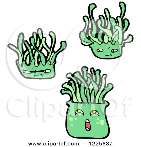 Clipart of Green Sea Anemones - Royalty Free Vector Illustration by lineartestpilot