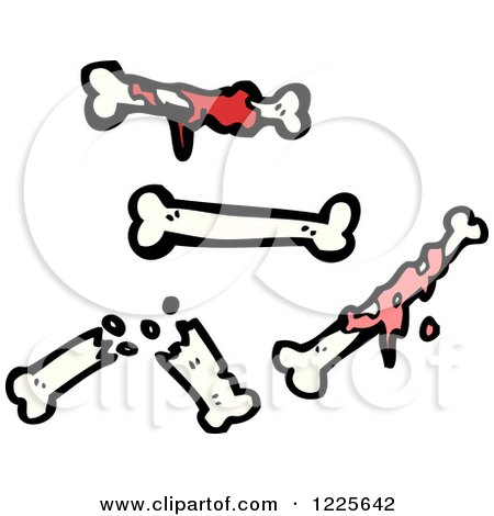 Clipart of Bones with Blood and Tissue - Royalty Free Vector Illustration by lineartestpilot