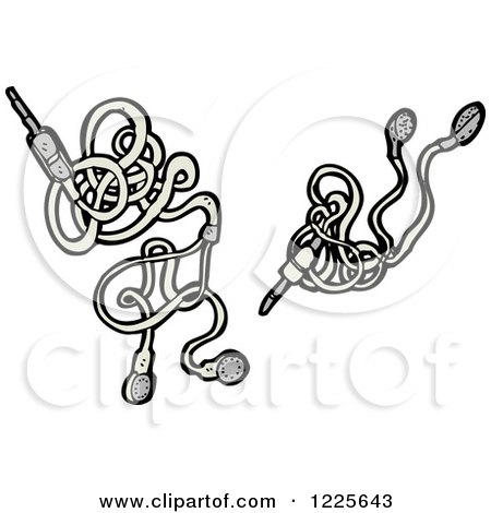 Clipart of Ear Buds - Royalty Free Vector Illustration by lineartestpilot