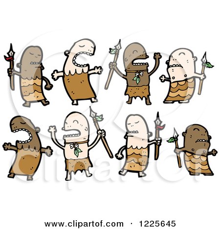 Clipart of Cave Men - Royalty Free Vector Illustration by lineartestpilot