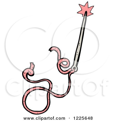 Clipart of a Sewing Needle and Pink Thread - Royalty Free Vector Illustration by lineartestpilot