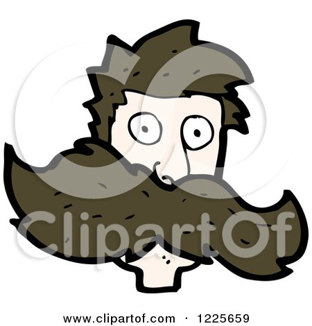 Clipart of a Brunette Man with a Big Mustache - Royalty Free Vector Illustration by lineartestpilot