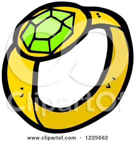 Clipart of a Gold Ring with a Green Stone - Royalty Free Vector Illustration by lineartestpilot