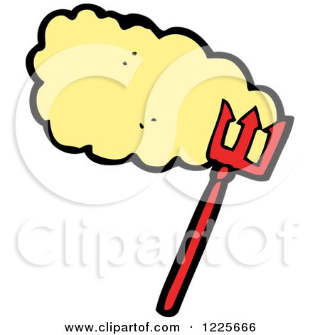 Clipart of a Devil Trident and Cloud - Royalty Free Vector Illustration by lineartestpilot