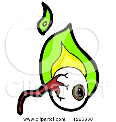 Clipart of an Eyeball with Green Flames - Royalty Free Vector Illustration by lineartestpilot