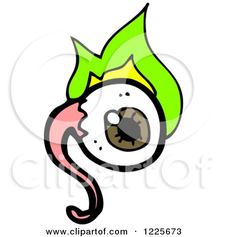 Clipart of Green Flames and an Eyeball - Royalty Free Vector Illustration by lineartestpilot