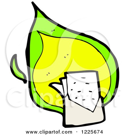 Clipart of a Letter and Green Flames - Royalty Free Vector Illustration by lineartestpilot