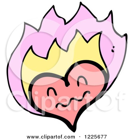 Clipart of a Flaming Heart - Royalty Free Vector Illustration by lineartestpilot
