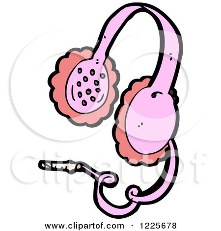 Clipart of Pink Headphones - Royalty Free Vector Illustration by lineartestpilot