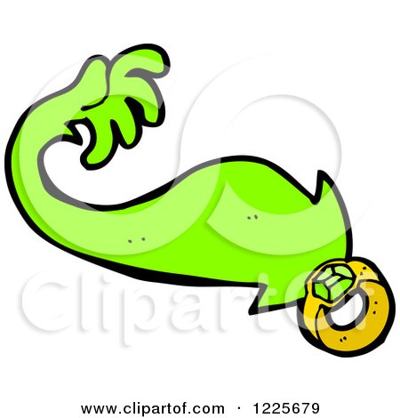 Clipart of a Ring and Magic Green Hand - Royalty Free Vector Illustration by lineartestpilot