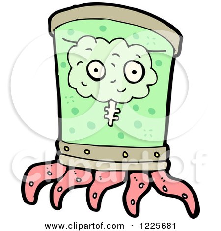 Clipart of a Brain in a Tentacled Jar - Royalty Free Vector Illustration by lineartestpilot