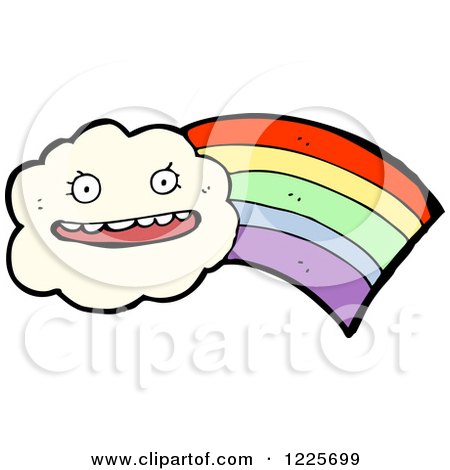 Clipart of a Happy Cloud with a Rainbow - Royalty Free Vector Illustration by lineartestpilot