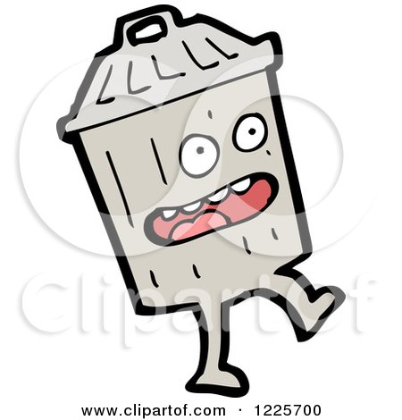 Clipart of a Walking Trash Can - Royalty Free Vector Illustration by lineartestpilot