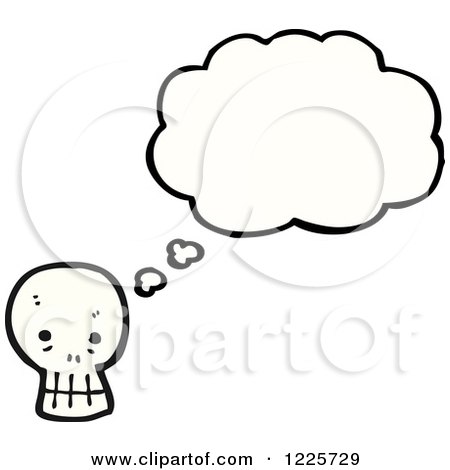 Clipart of a Thinking Skull - Royalty Free Vector Illustration by lineartestpilot
