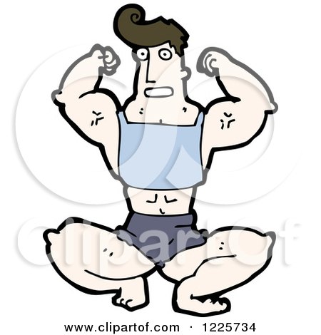 Clipart of a Flexing Bodybuilder - Royalty Free Vector Illustration by lineartestpilot