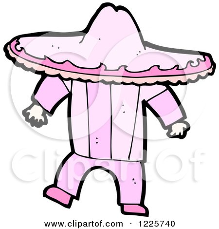 Clipart of a Mexican Man in a Pink Sombrero - Royalty Free Vector Illustration by lineartestpilot
