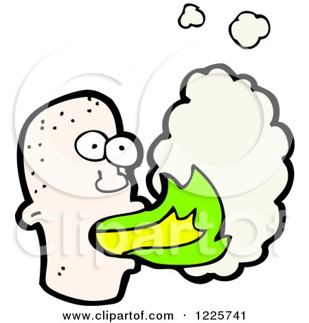 Clipart of a Bald Man Breathing Fire - Royalty Free Vector Illustration by lineartestpilot