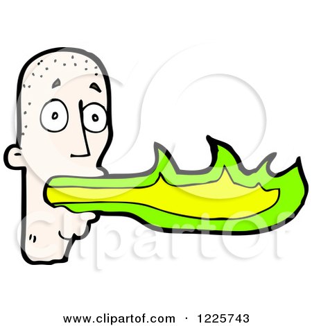 Clipart of a Bald Man Breathing Fire - Royalty Free Vector Illustration by lineartestpilot