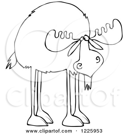 Clipart of an Outlined Moose with Long Legs - Royalty Free Vector Illustration by djart