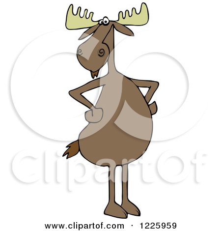 Clipart of a Moose Standing Upright with His Hooves on His Hips - Royalty Free Vector Illustration by djart