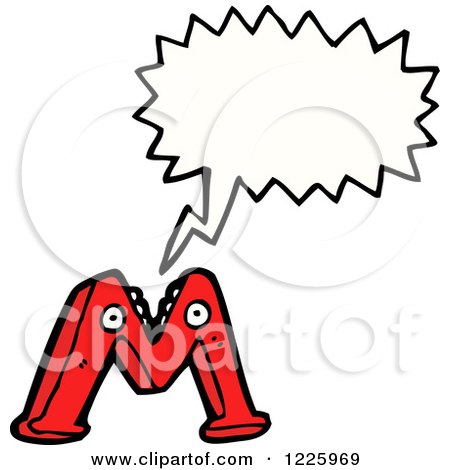 Clipart of a Talking Letter M Monster - Royalty Free Vector Illustration by lineartestpilot