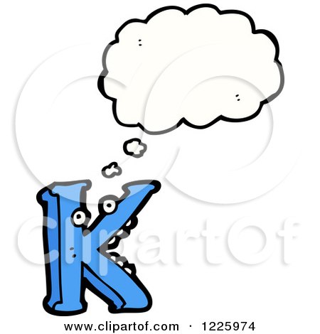 Clipart of a Thinking Letter K Monster - Royalty Free Vector Illustration by lineartestpilot